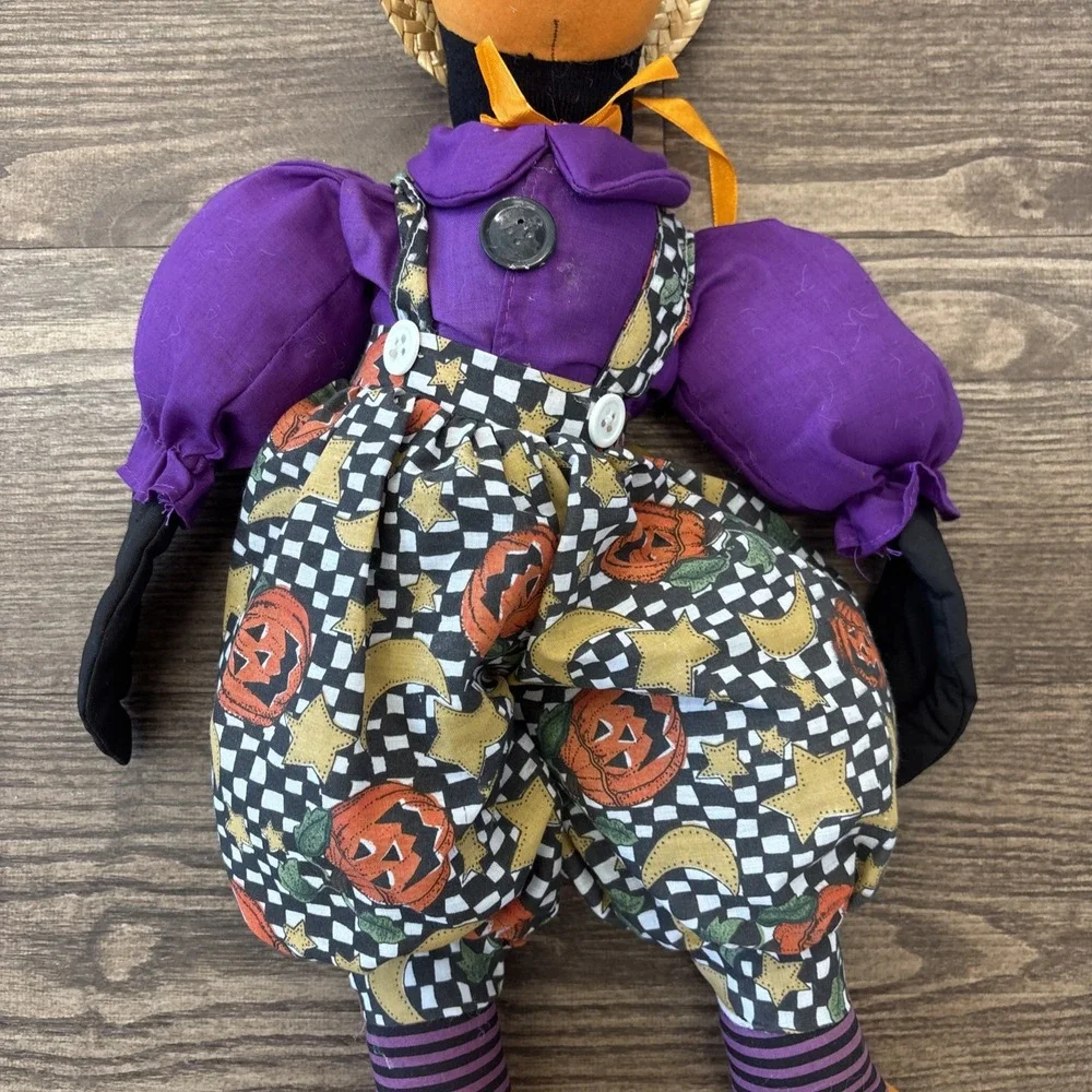 Vintage Black Crow/Duck‎ Halloween Plush With Straw Hat 20'